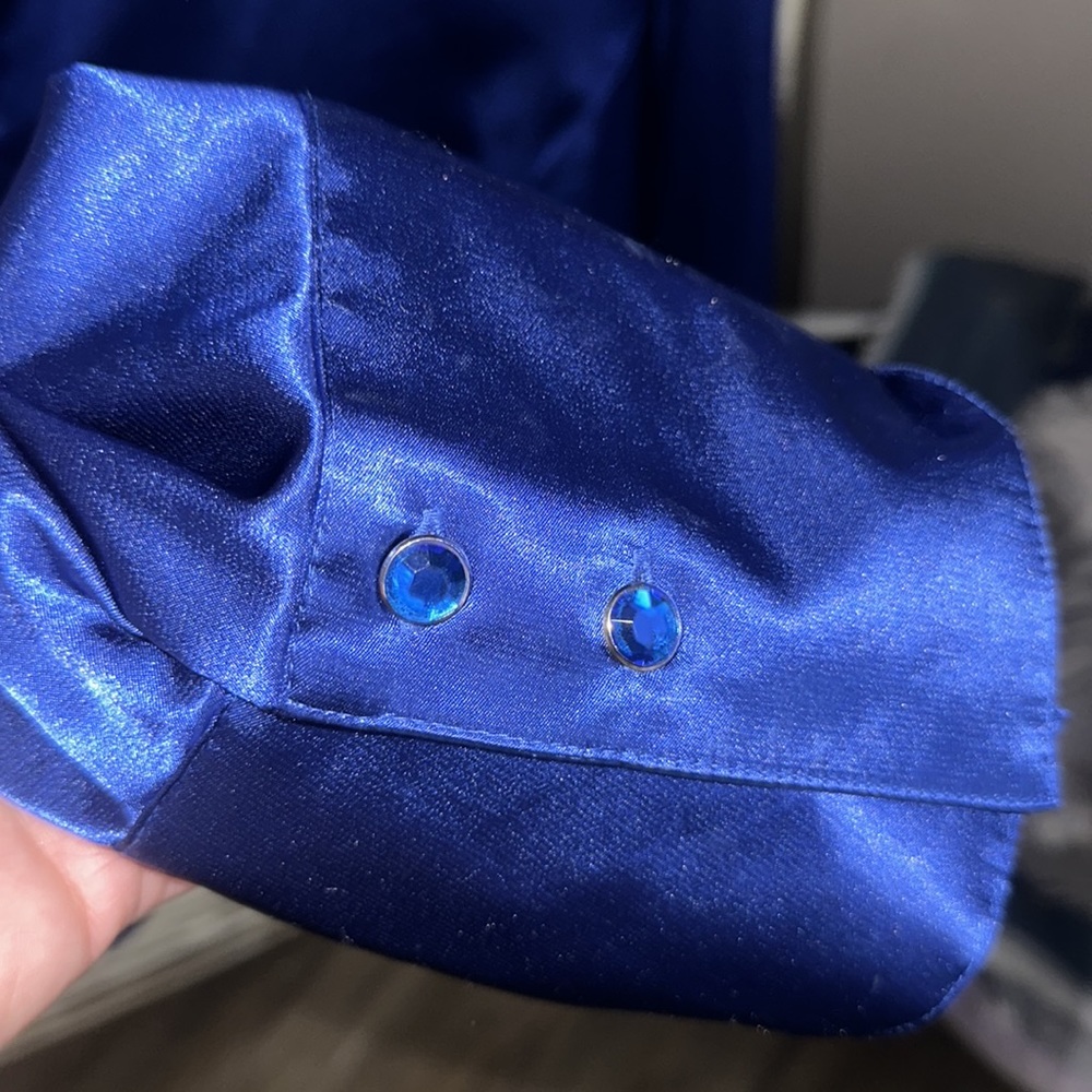 NWOT sag harbor vintage shiny blue long sleeve with cuff buttons button down 24w - Picture 5 of 6